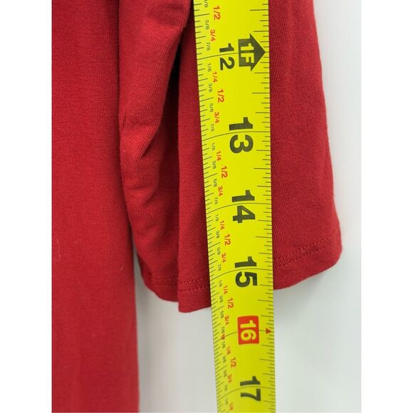 Eileen Fisher Tunic Top Women Size Medium 3/4 Sleeve Orange Red Asymmetrical Hem - Picture 6 of 8